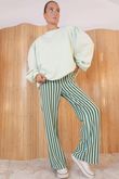 Shoreditch Stripe Lounge Flare Trouser Spearmint & Khaki